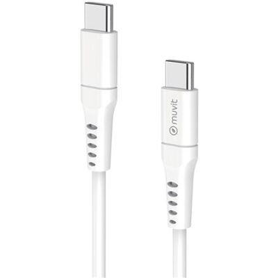 Cable De Carga Rápida Muvit Usb-c A Usb-c 3a/60w 3m Blanco Cable De Carga Rápida Muvit Usb-c A Usb-c 3a/60w 3m Blanco