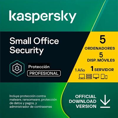 Kaspersky Small Office Security - 5 Dispositivos - 1 Año - Licencia Digital Kaspersky Small Office Security - 5 Dispositivos - 1 Año - Licencia Digital