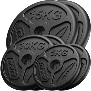 Marbo Sport Juego de pesas olímpicas de hierro fundido 60 kg / 2 x 15 kg + 2 x 10 kg + 2 x 5 kg MW-2x15KG_2x10KG_2x5KG-OLI -