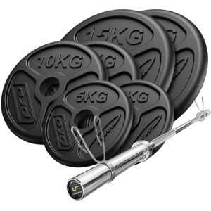 Marbo Sport Conjunto 75kg   Barra olímpica 180 cm + discos de pesas 2x15kg, 2x10kg, 2x5kg -