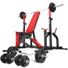 Marbo Sport Set MS2_170KG_KIER_G   Banco reversible MS-L101 + Soportes combinados con seguro MS-S104 + Juego de barras reforzadas y pesas de goma 113 kg -