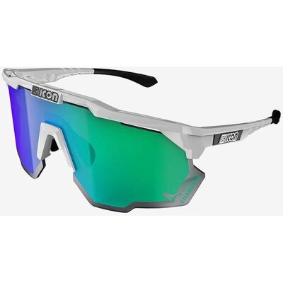 Gafas Scicon Aeroshade Kunken TP Tadej Pogacar World Champion blanco con lentes espejadas verde Gafas Scicon Aeroshade Kunken TP Tadej Pogacar World Champion blanco con lentes espejadas verde