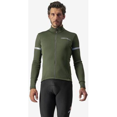 Maillot Castelli Fondo 2 manga larga verde oscuro plateado reflectante - M Maillot Castelli Fondo 2 manga larga verde oscuro plateado reflectante - M