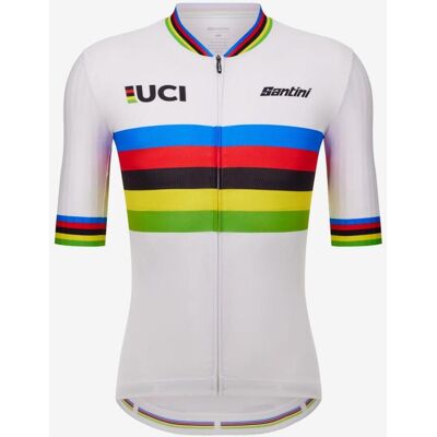 Santini - UCI World Champion - Blanco Arcoíris - M - Maillot de Ciclismo Santini - UCI World Champion - Blanco Arcoíris - M - Maillot de Ciclismo