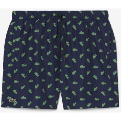 Bañador Lacoste Mid Length Crocodile Print azul marino verde - XL Bañador Lacoste Mid Length Crocodile Print azul marino verde - XL