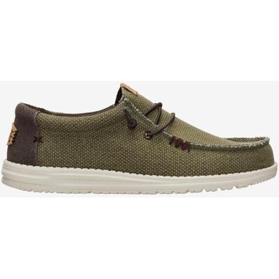 Zapatos Hey Dude Wally Braided verde caqui blanco - 45 Zapatos Hey Dude Wally Braided verde caqui blanco - 45
