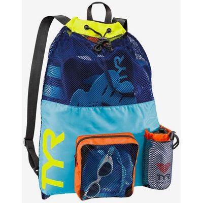 TYR Mochila Grande de Malla - Azul/Amarillo - Equipo de Natación y Entrenamiento TYR Mochila Grande de Malla - Azul/Amarillo - Equipo de Natación y Entrenamiento