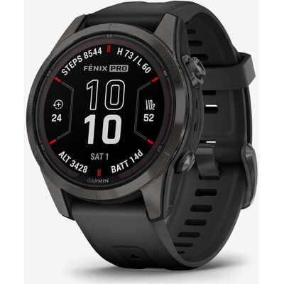 Garmin Fenix 7S Pro Zafiro Solar Titanio gris carbón correa negro Garmin Fenix 7S Pro Zafiro Solar Titanio gris carbón correa negro