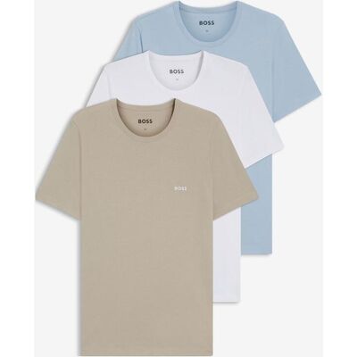 Camiseta BOSS Classic Logo manga corta beige blanco azul (3 unidades) - S Camiseta BOSS Classic Logo manga corta beige blanco azul (3 unidades) - S