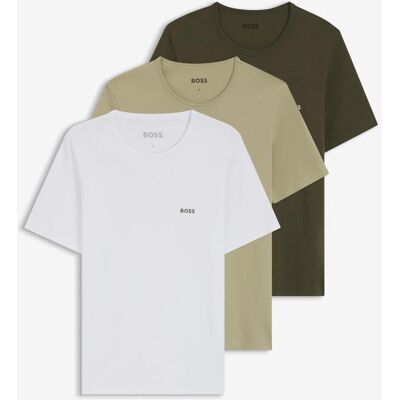 Camiseta BOSS Classic Logo manga corta blanco beige verde (3 unidades) - M Camiseta BOSS Classic Logo manga corta blanco beige verde (3 unidades) - M