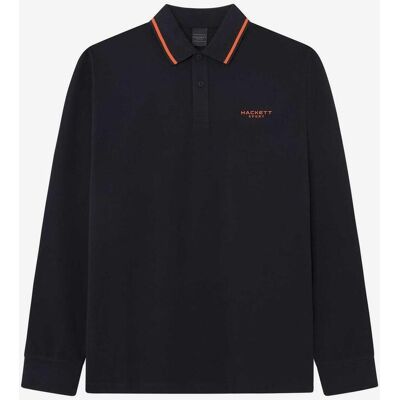 Polo Hackett Tipped manga larga negro naranja - S Polo Hackett Tipped manga larga negro naranja - S