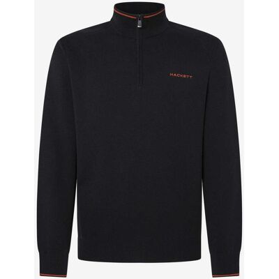 Sudadera Hackett Knit Half Zip negro naranja - M Sudadera Hackett Knit Half Zip negro naranja - M