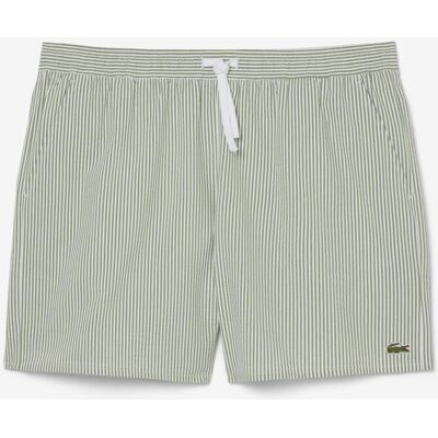 Bañador Lacoste Mid Length Striped Textured verde oscuro blanco - S Bañador Lacoste Mid Length Striped Textured verde oscuro blanco - S