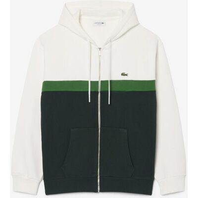 Sudadera con capucha Lacoste Colour-block Full Zip blanco verde - S Sudadera con capucha Lacoste Colour-block Full Zip blanco verde - S