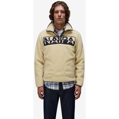 Forro polar Napapijri Archive Fleece Half Zip beige crema azul marino - XL Forro polar Napapijri Archive Fleece Half Zip beige crema azul marino - XL