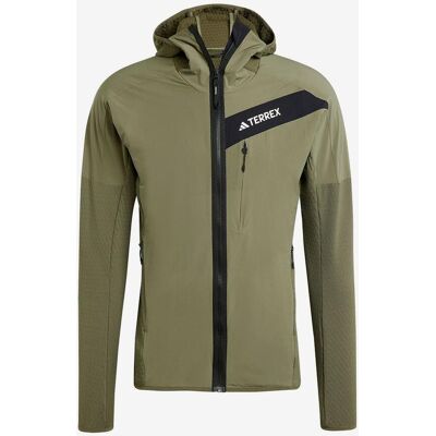 Chaqueta con capucha adidas Terrex Techrock Wind Fleece verde caqui blanco - XS Chaqueta con capucha adidas Terrex Techrock Wind Fleece verde caqui blanco - XS