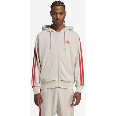Chaqueta con capucha adidas Essentials French Terry 3 bandas beige rojo - L Chaqueta con capucha adidas Essentials French Terry 3 bandas beige rojo - L