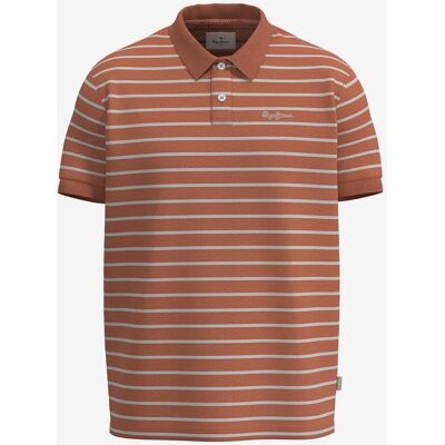 Polo Pepe Jeans Stripes manga corta rojo apagado blanco - L Polo Pepe Jeans Stripes manga corta rojo apagado blanco - L