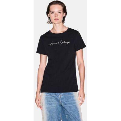 Camiseta Armani Exchange Embroidered Logo Signature manga corta negro mujer - XL Camiseta Armani Exchange Embroidered Logo Signature manga corta negro mujer - XL