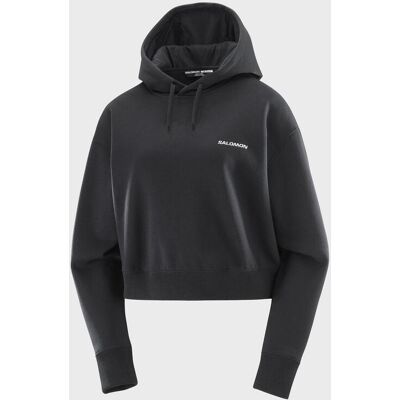 Sudadera con capucha Salomon Logo Short negro puro mujer - L Sudadera con capucha Salomon Logo Short negro puro mujer - L