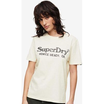 Camiseta Superdry Metallic Venue manga corta blanco negro mujer - M Camiseta Superdry Metallic Venue manga corta blanco negro mujer - M