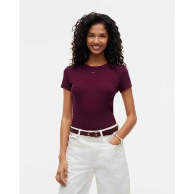 Tommy Hilfiger Camiseta Tommy Jeans Denim Buddies manga corta burdeos mujer - S Tommy Hilfiger Camiseta Tommy Jeans Denim Buddies manga corta burdeos mujer - S