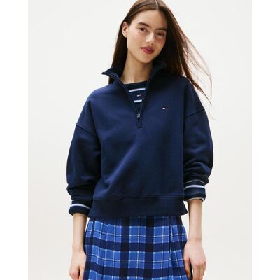 Tommy Hilfiger Sudadera Tommy Jeans BXY Flag Half Zip azul marino mujer - L Tommy Hilfiger Sudadera Tommy Jeans BXY Flag Half Zip azul marino mujer - L