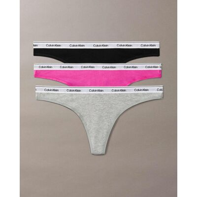 Tanga Calvin Klein Icon Logo gris rosa negro (3 unidades) - L Tanga Calvin Klein Icon Logo gris rosa negro (3 unidades) - L
