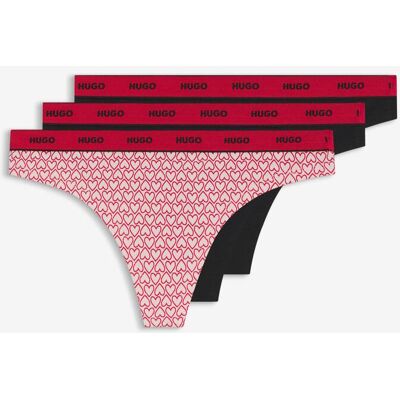 Tanga HUGO Triplet Design rosa rojo negro (3 unidades) - XL Tanga HUGO Triplet Design rosa rojo negro (3 unidades) - XL