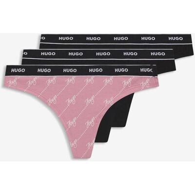 Tanga HUGO Triplet Design rosa negro (3 unidades) - L Tanga HUGO Triplet Design rosa negro (3 unidades) - L