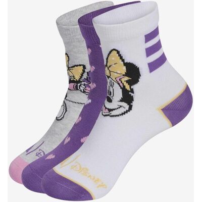 Calcetines adidas Dinsey Minnie Mouse blanco puro lila infantil (3 pares) - M Calcetines adidas Dinsey Minnie Mouse blanco puro lila infantil (3 pares) - M