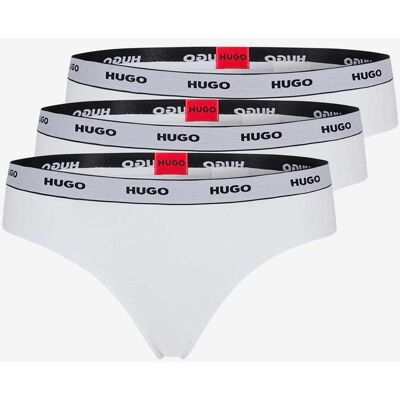 Tanga HUGO Cotton Stripe Logo blanco gris (3 unidades) - L Tanga HUGO Cotton Stripe Logo blanco gris (3 unidades) - L