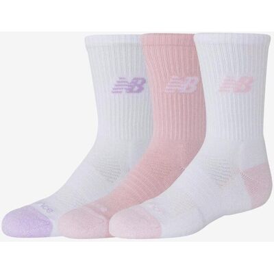 Calcetines New Balance Active Crew junior blanco rosa lila (3 pares) - M Calcetines New Balance Active Crew junior blanco rosa lila (3 pares) - M