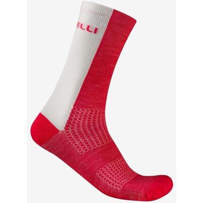 Calcetines Castelli Logo 18 Merino blanco rojo - L-XL Calcetines Castelli Logo 18 Merino blanco rojo - L-XL