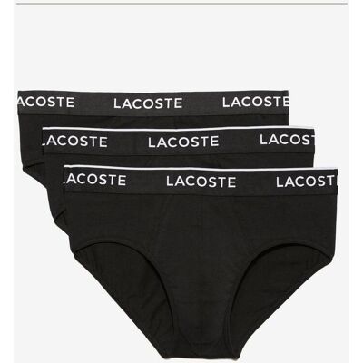 Slip Lacoste Plain Cotton Logo negro blanco (3 unidades) - XL Slip Lacoste Plain Cotton Logo negro blanco (3 unidades) - XL