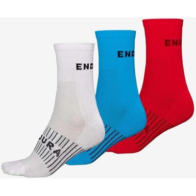 Calcetines Endura Coolmax Race blanco azul rojo (3 pares) - S-M Calcetines Endura Coolmax Race blanco azul rojo (3 pares) - S-M