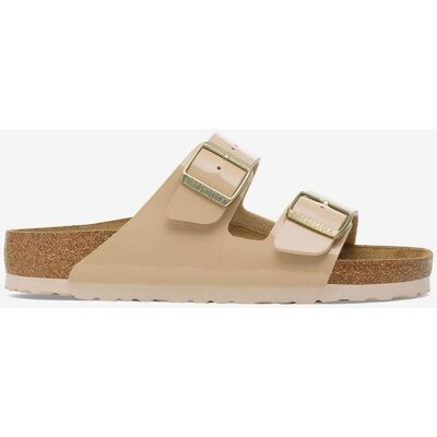 Sandalias Birkenstock Arizona Birko-Flor Patent Ancho Estrecho beige marrón - 41 Sandalias Birkenstock Arizona Birko-Flor Patent Ancho Estrecho beige marrón - 41