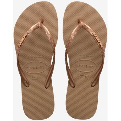 Chanclas Havaianas Slim Logo Metallic marrón metálico mujer - 33-34 Chanclas Havaianas Slim Logo Metallic marrón metálico mujer - 33-34