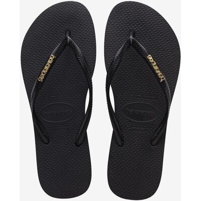 Chanclas Havaianas Slim Logo Metallic negro dorado mujer - 39-40 Chanclas Havaianas Slim Logo Metallic negro dorado mujer - 39-40