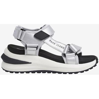 Sandalias Pepe Jeans Winslove Shine gris plateado negro mujer - 39 Sandalias Pepe Jeans Winslove Shine gris plateado negro mujer - 39