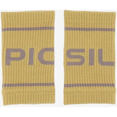 Muñequeras deportivas Picsil logo amarillo mostaza gris claro (Par) Muñequeras deportivas Picsil logo amarillo mostaza gris claro (Par)