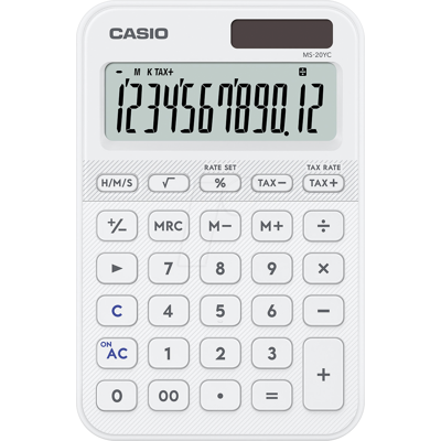 CASIO MS20YC-WE - Calculadora de escritorio, solar, blanco CASIO MS20YC-WE - Calculadora de escritorio, solar, blanco