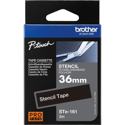 BROTHER P-TOUCH STE161 - Cinta de plantilla, blanco sobre transparente, 36mm BROTHER P-TOUCH STE161 - Cinta de plantilla, blanco sobre transparente, 36mm