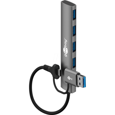 GOOBAY 79149 - USB 5 Gb/s, 4 puertos USB-C/A Hub, 4x USB-A. GOOBAY 79149 - USB 5 Gb/s, 4 puertos USB-C/A Hub, 4x USB-A.
