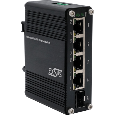 Switch Industrial Ethernet Mini PoE+ EXSYS 4x 1 Gbit/s - Conmutador de Red Switch Industrial Ethernet Mini PoE+ EXSYS 4x 1 Gbit/s - Conmutador de Red