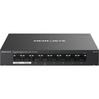 MERCUSYS MSYS MS108GP - Conmutador, 8 puertos, Gigabit Ethernet, PoE+ MERCUSYS MSYS MS108GP - Conmutador, 8 puertos, Gigabit Ethernet, PoE+