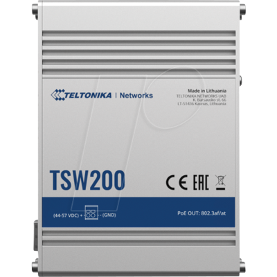 TELTONIKA TSW200 - Conmutador, 10 puertos, Gigabit Ethernet, SFP, PoE+ TELTONIKA TSW200 - Conmutador, 10 puertos, Gigabit Ethernet, SFP, PoE+
