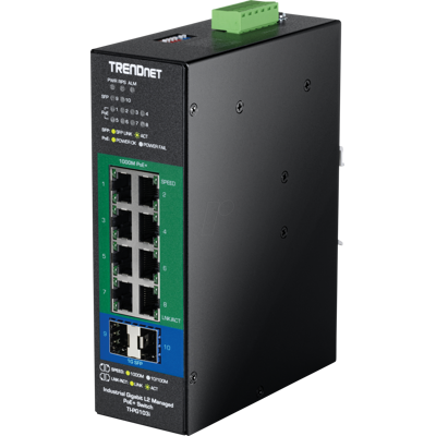 TRENDNET TRN TI-PG103I - Conmutador, 10 puertos, Gigabit Ethernet, PoE+ TRENDNET TRN TI-PG103I - Conmutador, 10 puertos, Gigabit Ethernet, PoE+