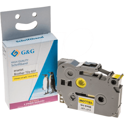 Cinta de Etiqueta G&G TZe-631 - Amarillo compatible con Brother Cinta de Etiqueta G&G TZe-631 - Amarillo compatible con Brother