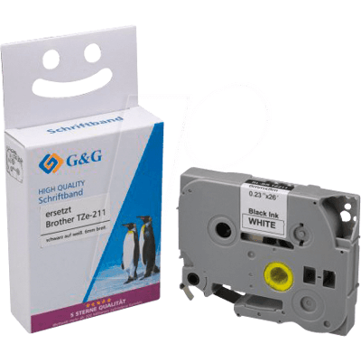 G&G 15200 Cinta de Etiqueta Blanca para Brother TZe-211 G&G 15200 Cinta de Etiqueta Blanca para Brother TZe-211